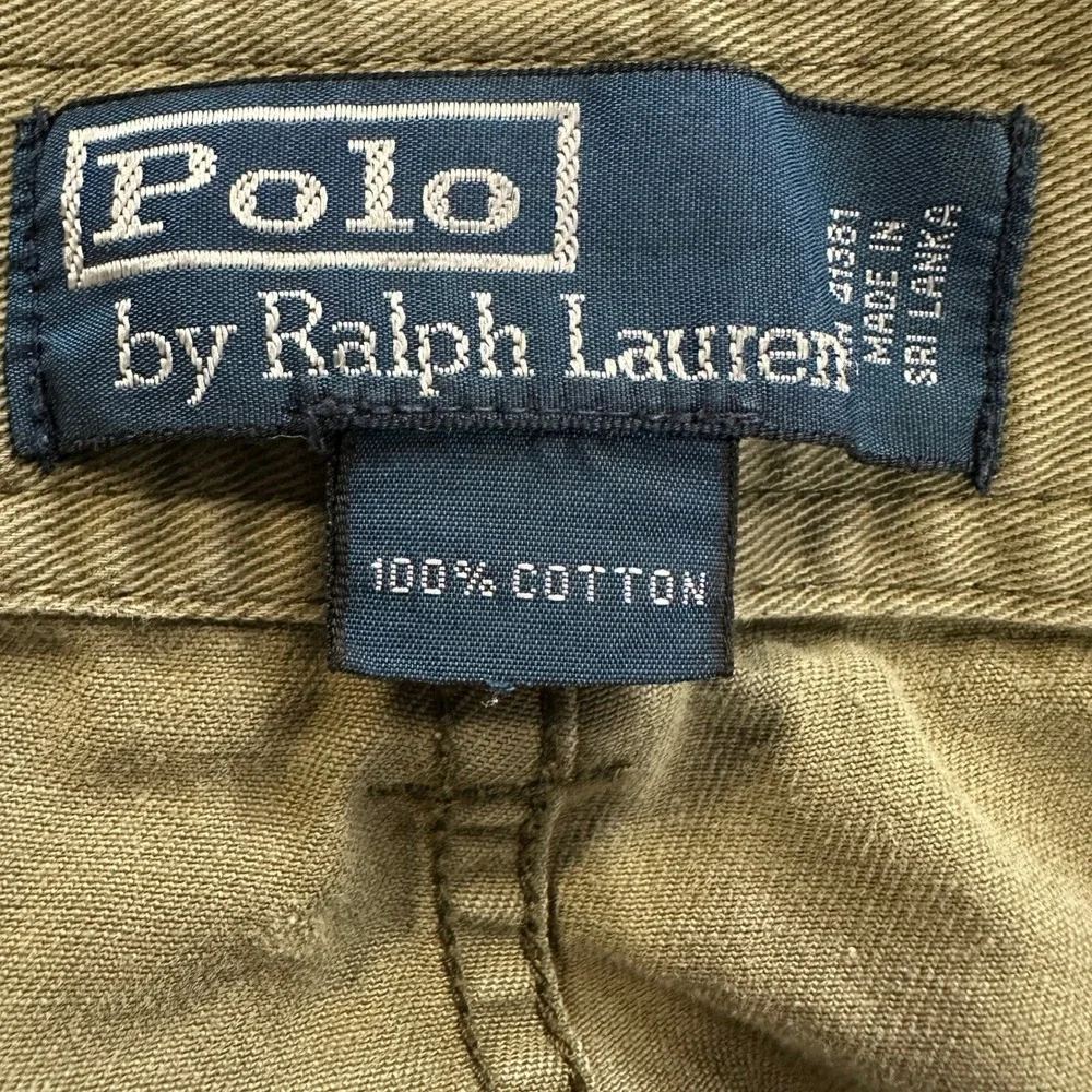 Polo Ralph Lauren Men Cargo Shorts 40 Olive Green Chino Flat Front Pocket Casual